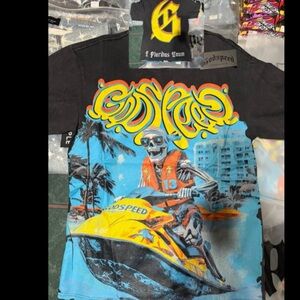 Godspeed Black & Blue Short Sleeve Graphic Tee - Jet Ski Skull
